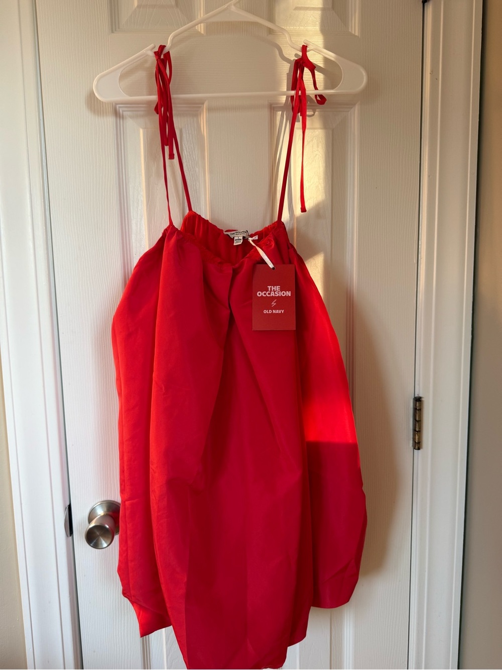 Old Navy coral red mini bubble dress